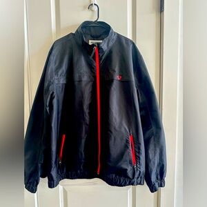 True Religion Black Windbreaker Jacket with Red Accents NWOT